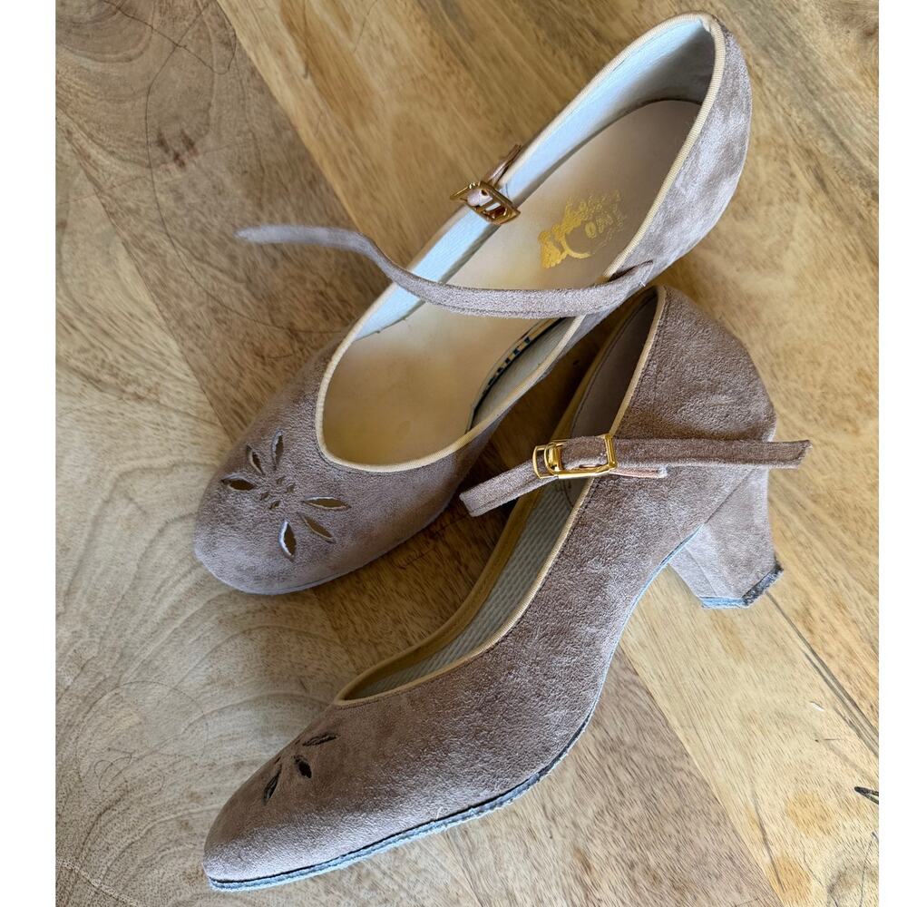 🤎 Vintage Suede Mary Jane Heels Fairycore Cottagecore Shoes Size 6.5